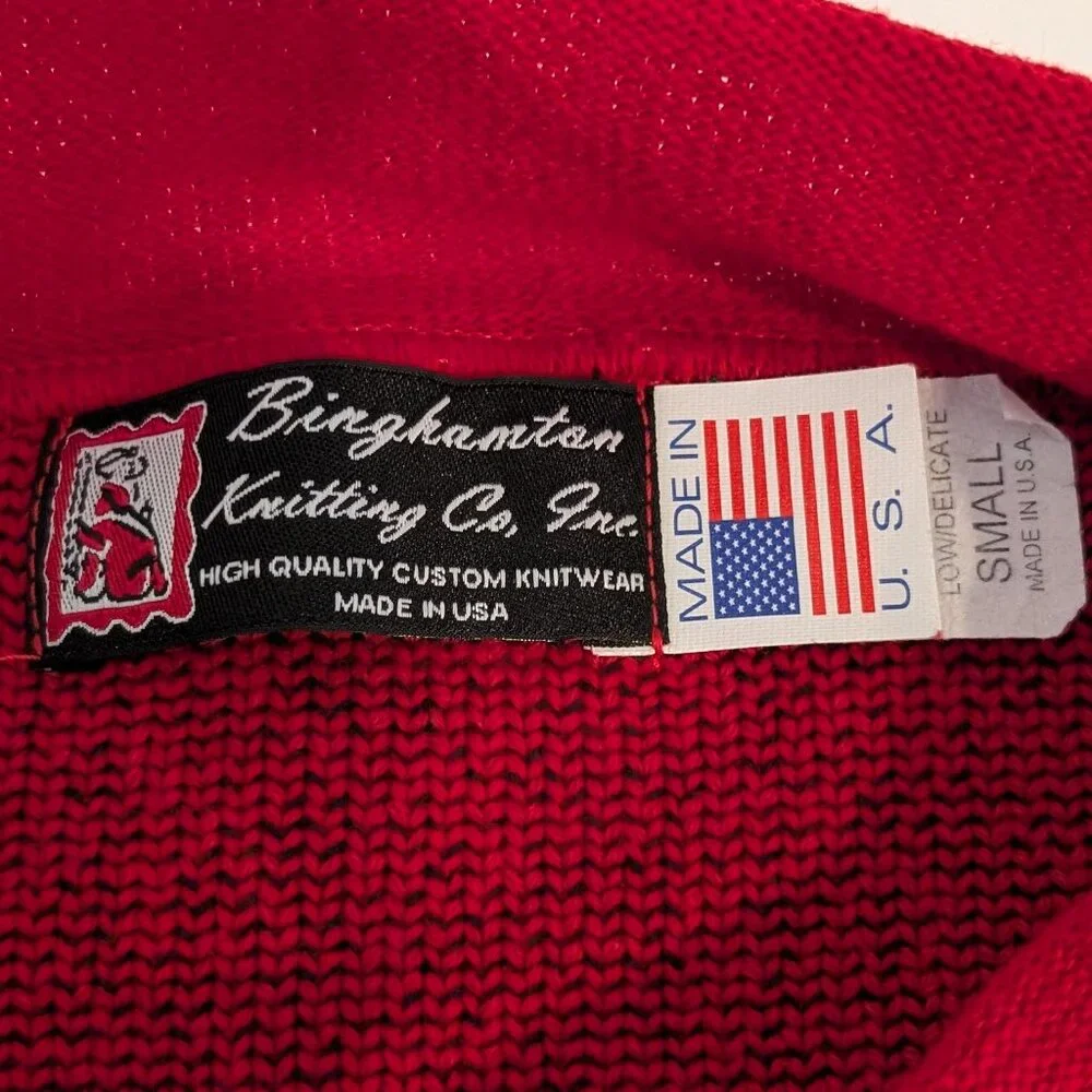 Binghamton Knitting Co Red with Black Galloping Horse Sweater - Picture 3 of 3